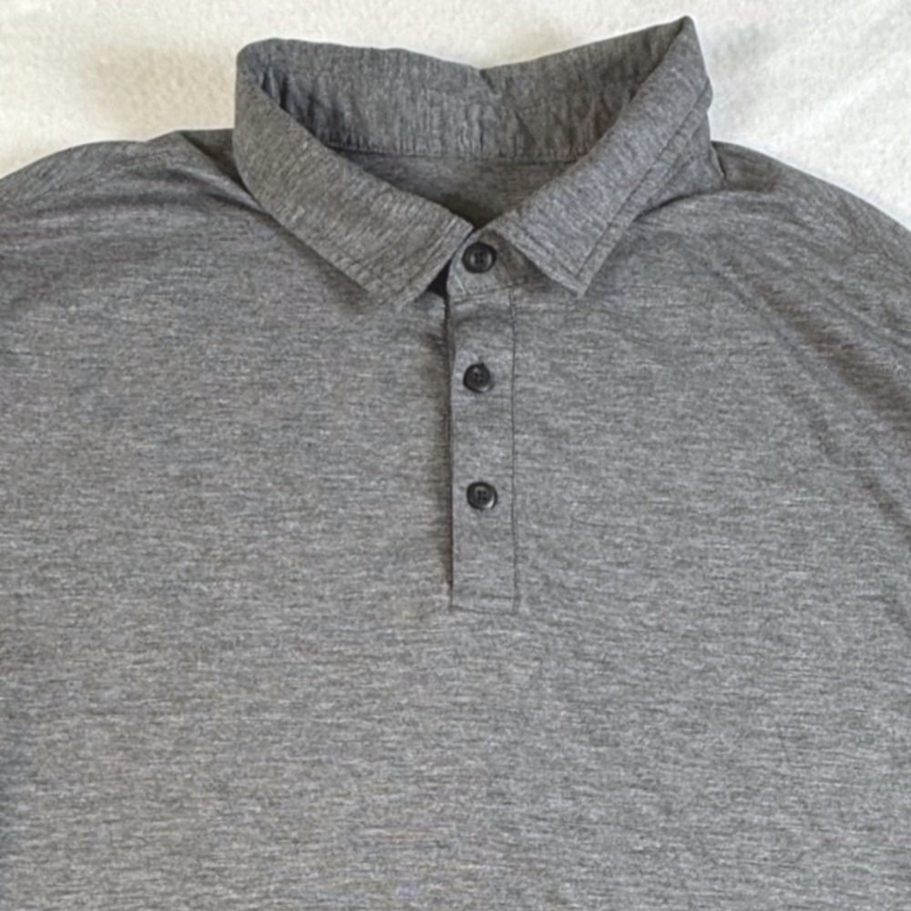 Lululemon Polo Shirt Mens XL Short Sleeve Heathered Charcoal Gray